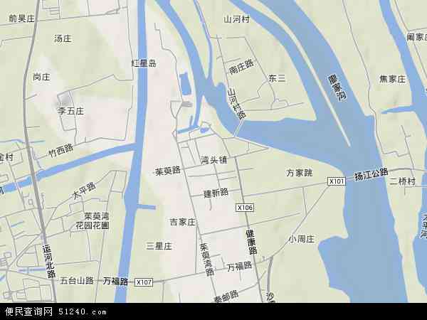 中国江苏省扬州市广陵区湾头镇地图(卫星地图)图片