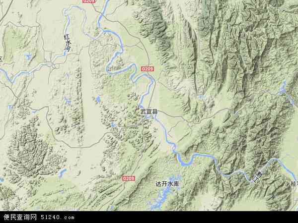 中国广西壮族自治区来宾市武宣县地图(卫星地