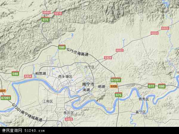 中国广西壮族自治区南宁市兴宁区地图(卫星地图)
