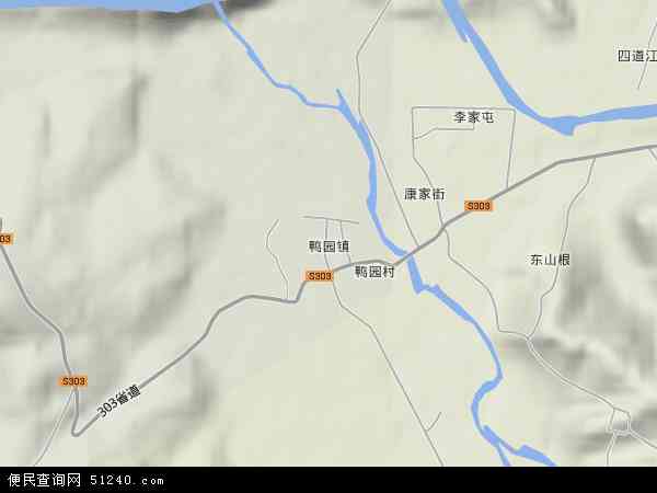 中国吉林省通化市二道江区鸭园镇地图(卫星地图)图片