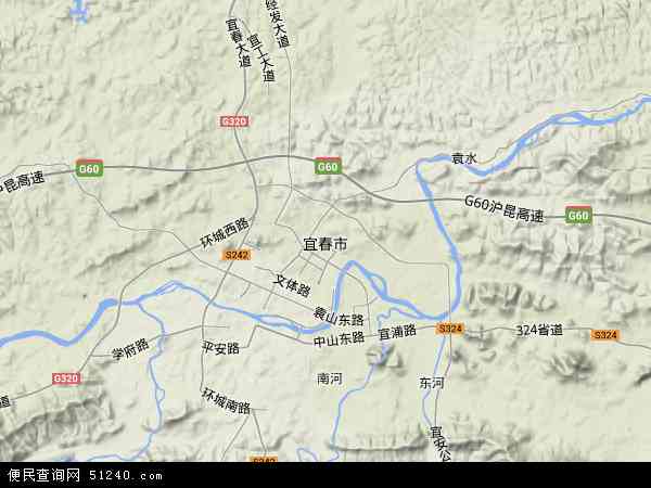 中国江西省宜春市地图(卫星地图)图片