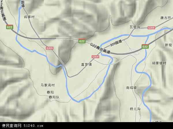 中国陕西省延安市富县直罗镇地图(卫星地图)
