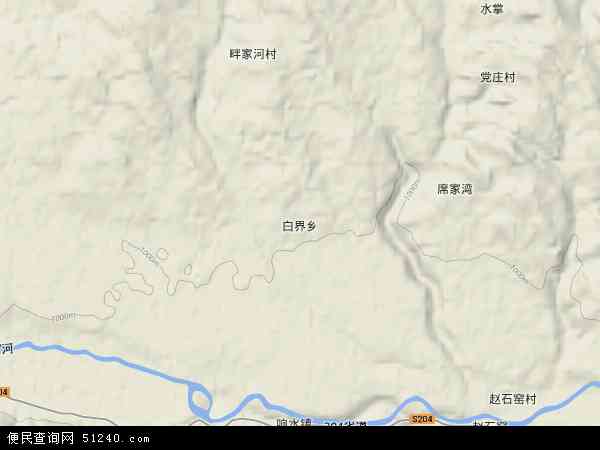 中国陕西省榆林市横山县白界乡地图(卫星地图)图片