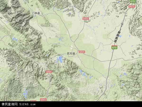 中国广西壮族自治区南宁市宾阳县地图(卫星地图)图片
