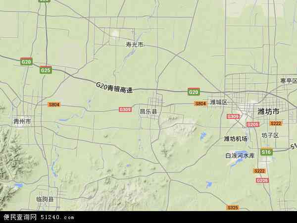 中国山东省潍坊市昌乐县地图(卫星地图)图片