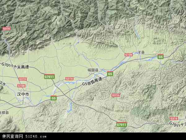 陕西省汉中市城固县地图(地图)