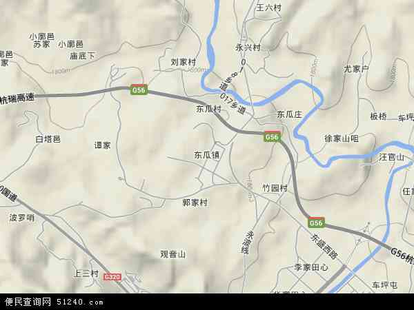 中国云南省楚雄彝族自治州楚雄市东瓜镇地图(卫星地图)图片