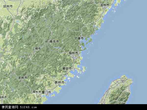 中国福建省地图(卫星地图)