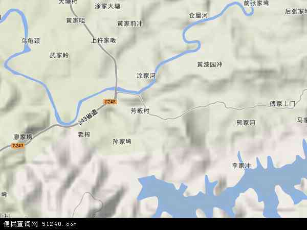 中国湖北省孝感市大悟县芳畈镇地图(卫星地图)图片