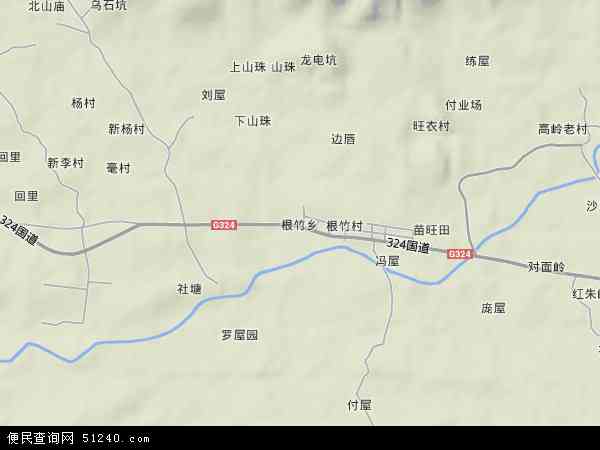 中国广西壮族自治区贵港市港北区根竹乡地图(卫星地图)图片