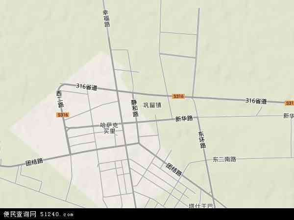 中国新疆维吾尔自治区伊犁哈萨克自治州巩留县巩留镇地图(卫星地图)图片