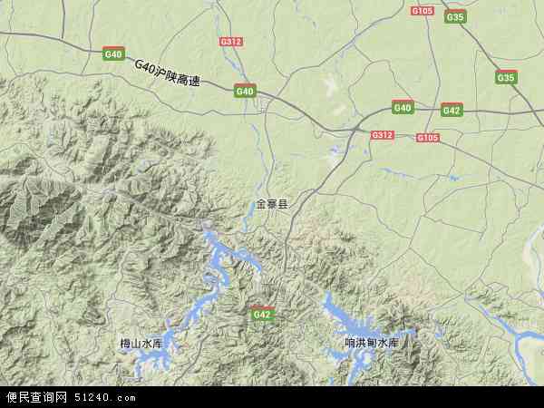 中国安徽省六安市金寨县地图(卫星地图)