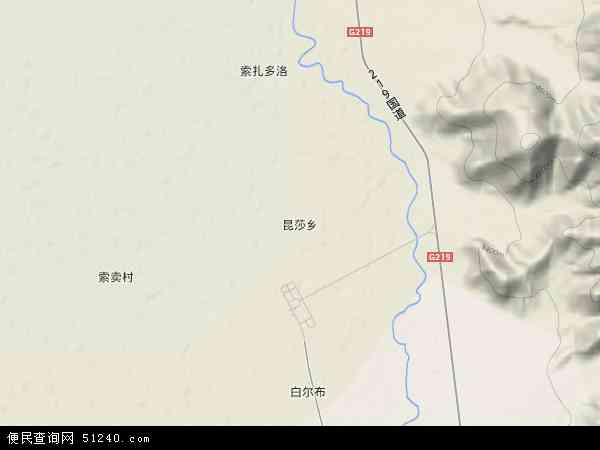 中国西藏自治区阿里地区噶尔县昆莎乡地图(卫星地图)图片