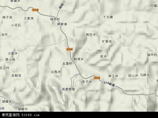 中国湖南省衡阳市衡山县岭坡乡地图(卫星地图