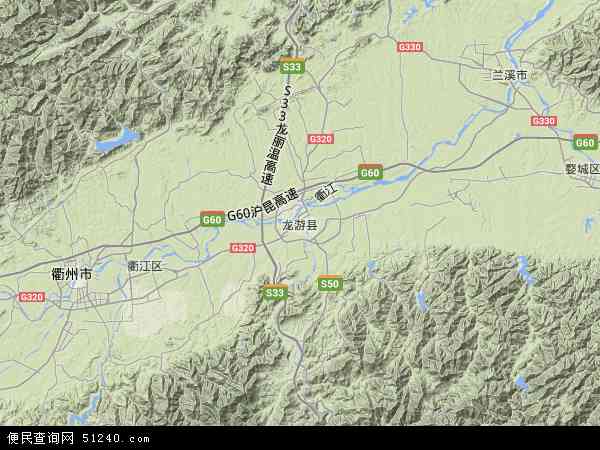 中国浙江省衢州市龙游县地图(卫星地图)图片