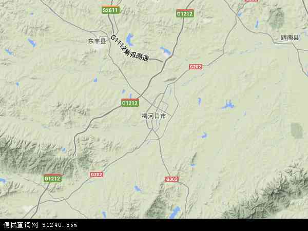 中国吉林省通化市梅河口市地图(卫星地图)图片