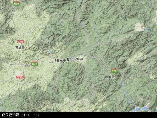中国福建省三明市宁化县地图(卫星地图)图片