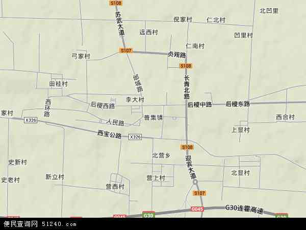 中国陕西省咸阳市武功县普集镇地图(卫星地图)