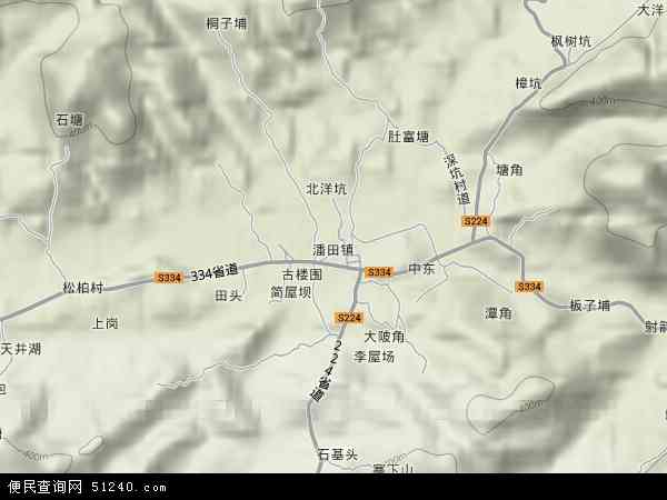 中国广东省梅州市丰顺县潘田镇地图(卫星地图)图片