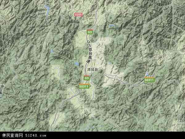 中国福建省南平市浦城县地图(卫星地图)图片