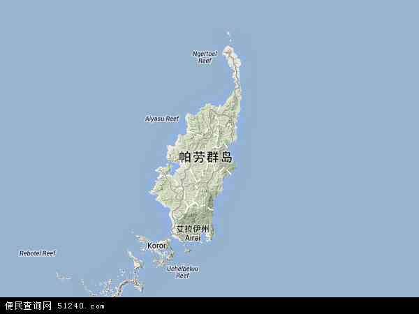 帕劳群岛地图 - 帕劳群岛卫星地图 - 帕劳群岛高