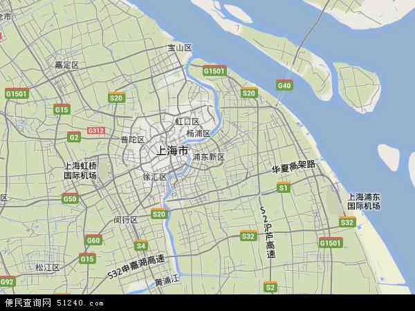 中国上海市浦东新区地图(卫星地图)