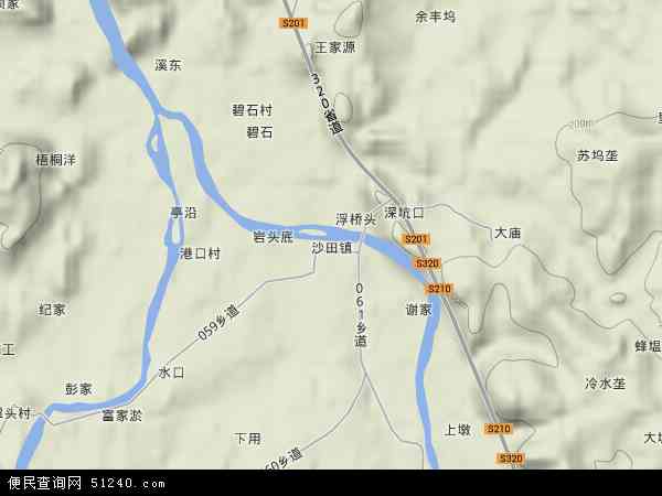 中国江西省上饶市广丰县沙田镇地图(卫星地图)