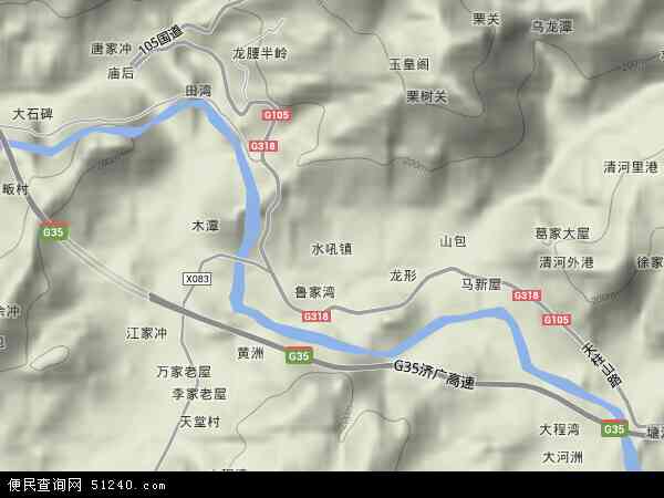 中国安徽省安庆市潜山县水吼镇地图(卫星地图)图片