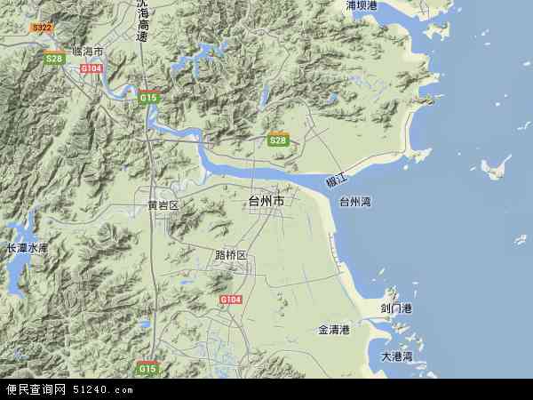 中国浙江省台州市地图(卫星地图)