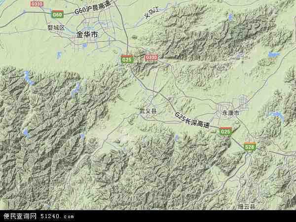 中国浙江省金华市武义县 /strong>地图(卫星地图)图片