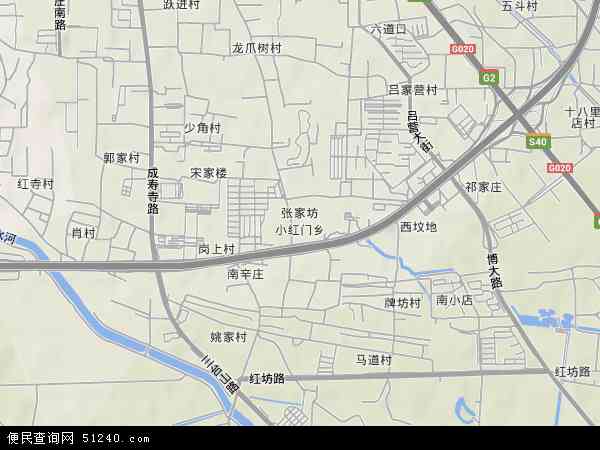 中国北京市朝阳区小红门地图(卫星地图)