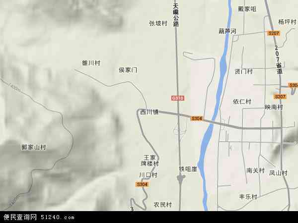 中国甘肃省天水市秦安县西川镇地图(卫星地图)图片