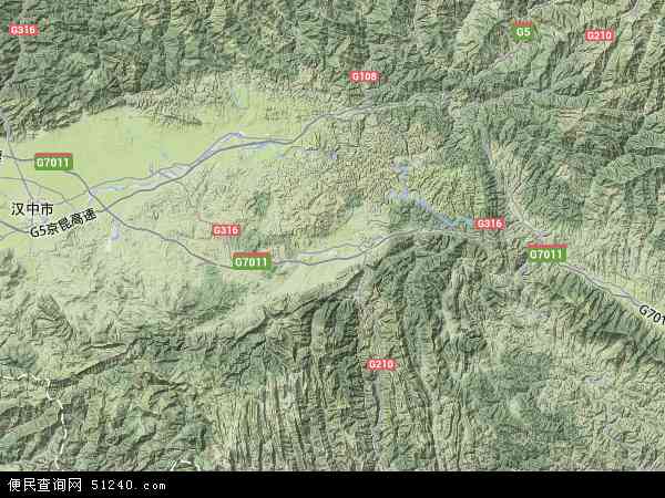 中国陕西省汉中市西乡县地图(卫星地图)图片