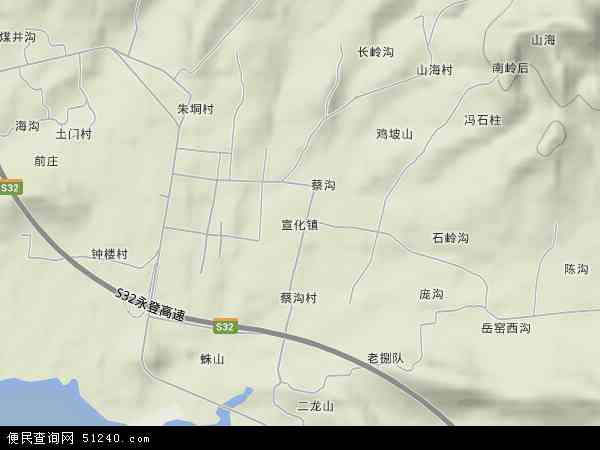 中国河南省郑州市登封市宣化镇地图(卫星地图)图片