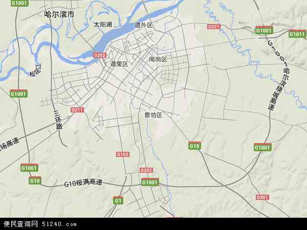 中国黑龙江省哈尔滨市香坊区地图(卫星地图)图片