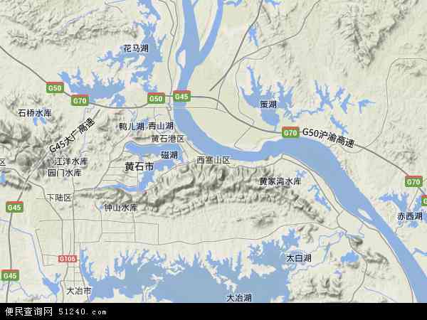 中国湖北省黄石市西塞山区地图(卫星地图)图片