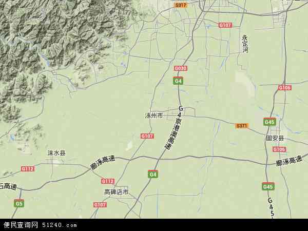 中国河北省保定市涿州市地图(卫星地图)