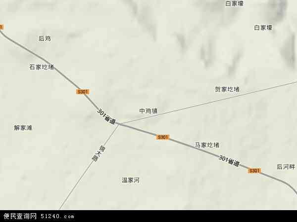 中国陕西省榆林市神木县 /strong>中鸡镇地图(卫星地图)图片