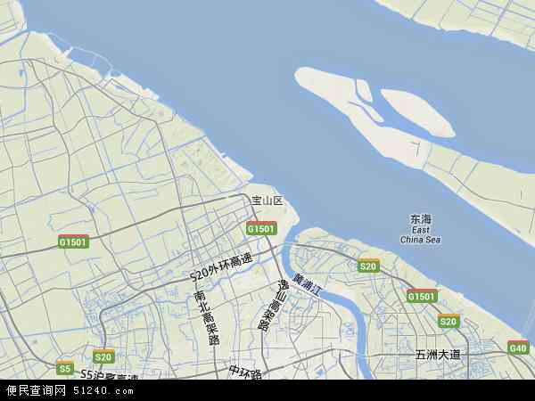 中国上海市宝山区地图(卫星地图)
