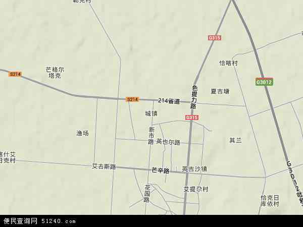 中国新疆维吾尔自治区喀什地区英吉沙县城镇地图(卫星地图)图片