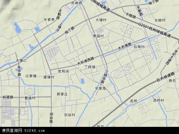 中国浙江省杭州市江干区丁桥镇地图(卫星地图