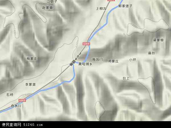 中国甘肃省庆阳市合水县蒿咀铺乡地图(卫星地图)图片