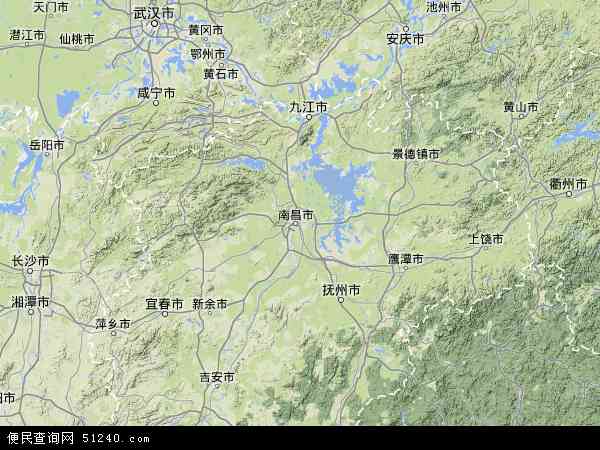 中国江西省地图(卫星地图)