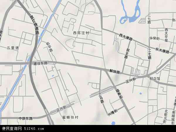 中国河南省郑州市二七区解放路地图(卫星地图
