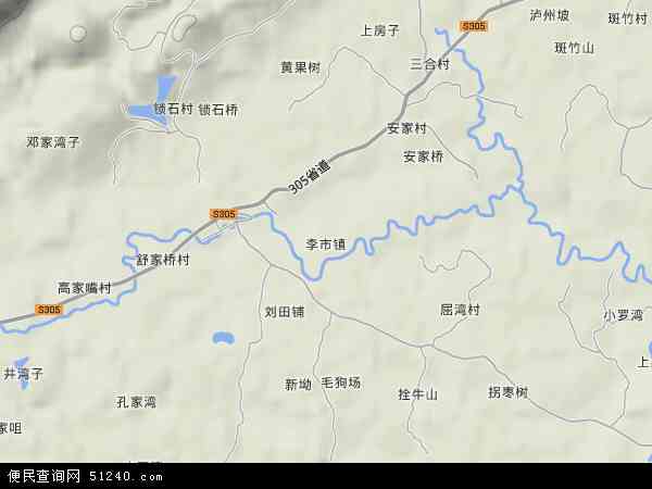 中国四川省内江市隆昌县李市镇地图(卫星地图)图片