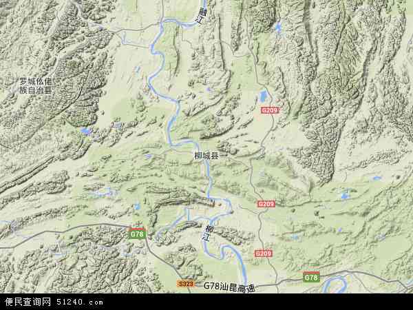 中国广西壮族自治区柳州市柳城县地图(卫星地