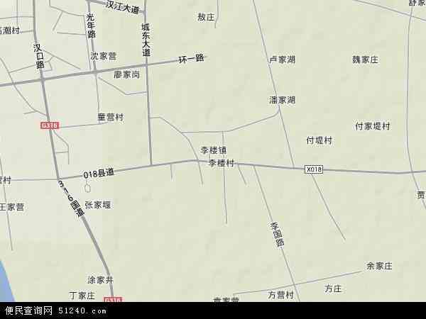 中国湖北省襄阳市老河口市李楼镇地图(卫星地图)图片