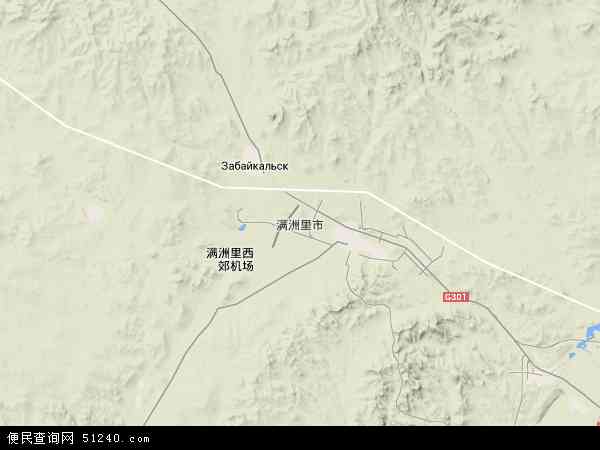 中国内蒙古自治区呼伦贝尔市满洲里市地图(卫星地图)图片