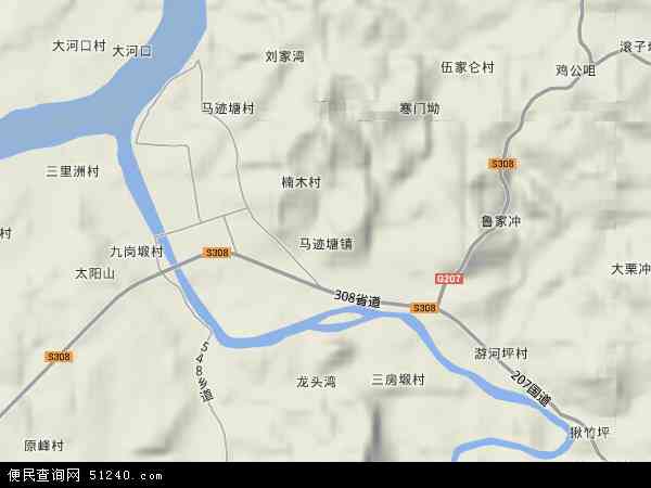 中国湖南省益阳市桃江县马迹塘镇地图(卫星地图)图片
