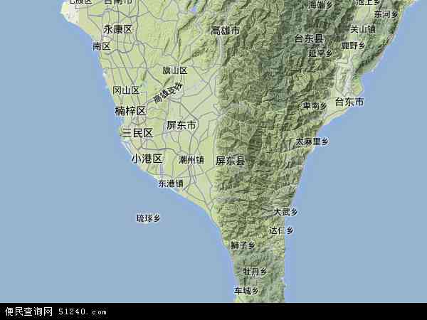 中国台湾屏东县地图(卫星地图)